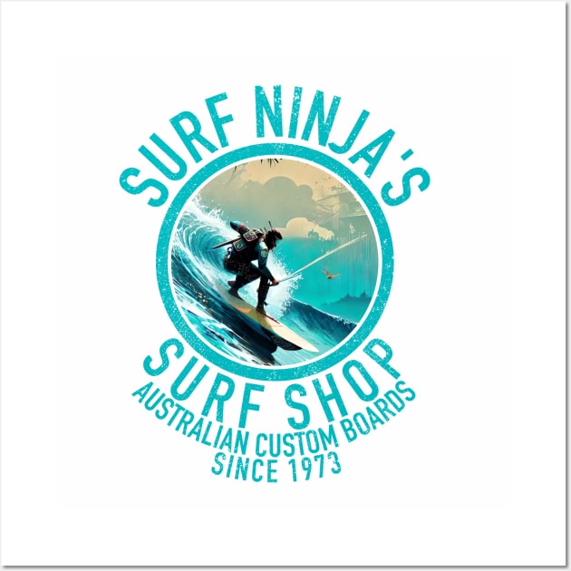 Surf Ninjas Australian Surf Shop Summer Beach Surfing Wall Art by Tezatoons